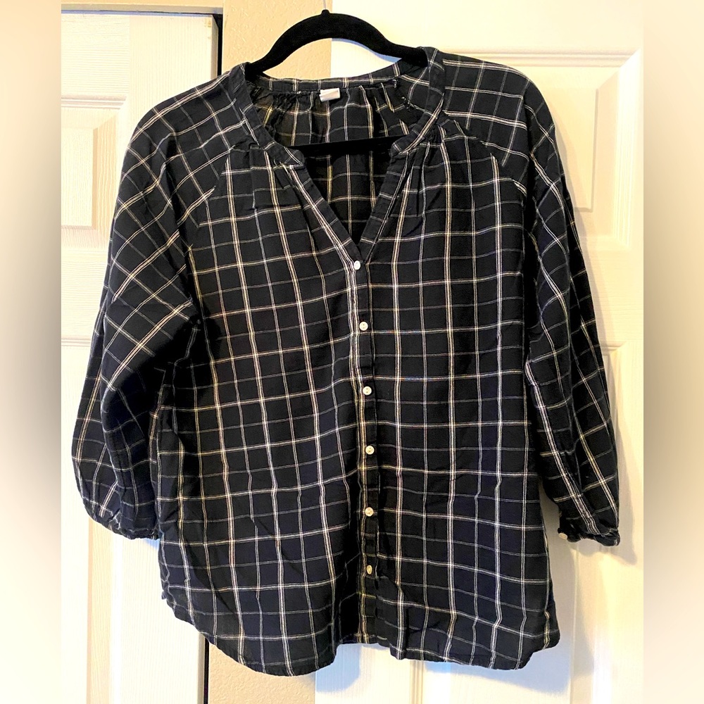 Old Navy plaid 3/4 sleeve blouse